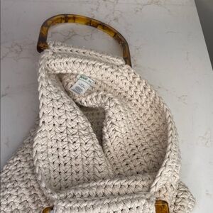 aerie Cream Crochet Tote with Tortoiseshell-Style Handles